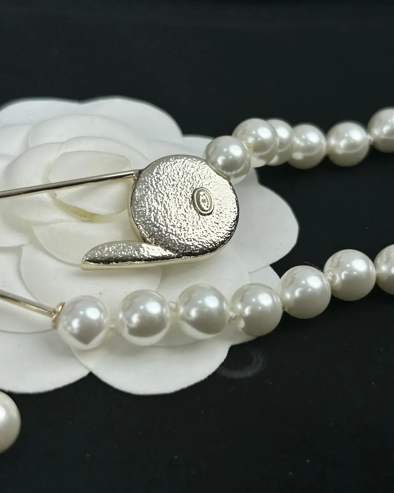 Chanel White Silver Double-Strand Pearl Necklace 4