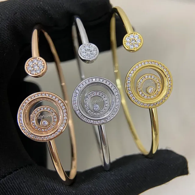 Chopard Happy Diamonds Disque rotatif Diamants Pavé Bracelets ouverts Bangle 2