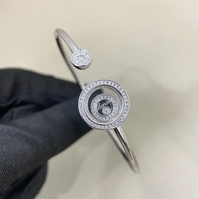 Chopard Happy Diamonds Disque rotatif Diamants Pavé Bracelets ouverts Bangle 4