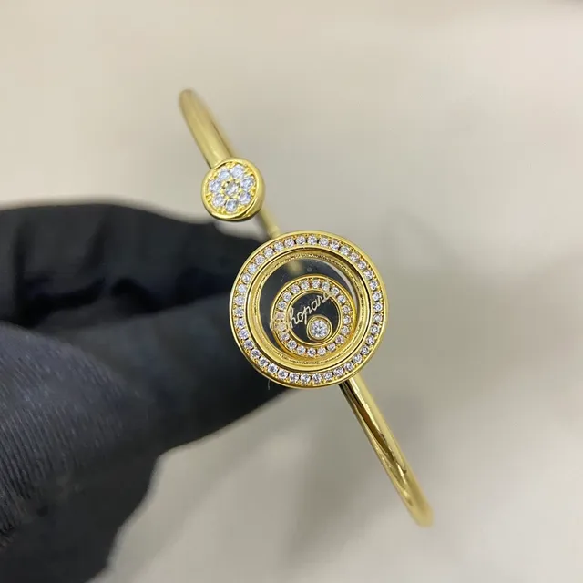 Chopard Happy Diamonds Disque rotatif Diamants Pavé Bracelets ouverts Bangle 5