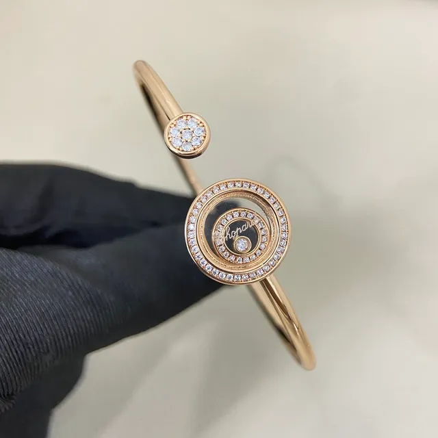 Chopard Happy Diamonds Disque rotatif Diamants Pavé Bracelets ouverts Bangle 6