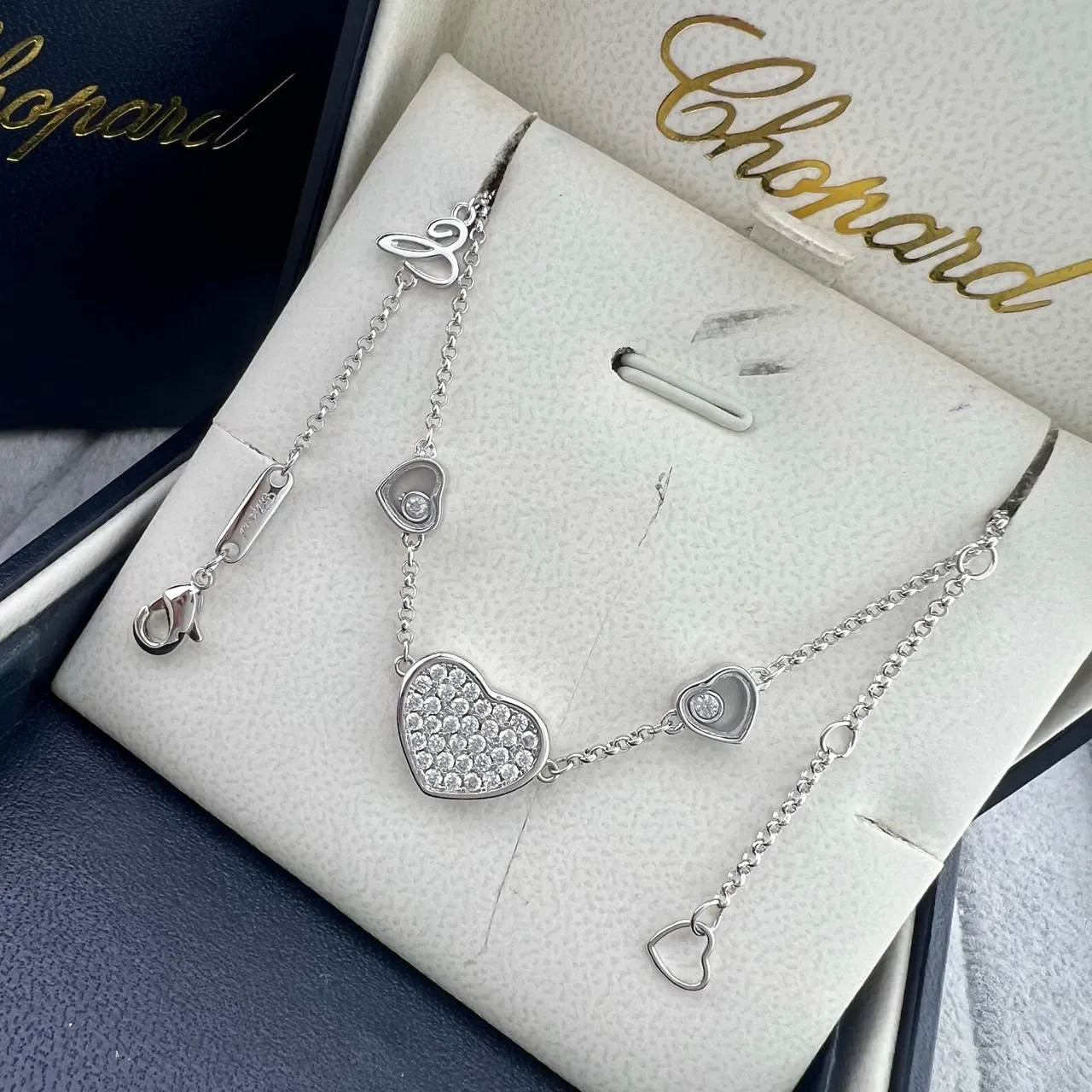 Chopard Happy Hearts Multi-Heart Pavé and Single-Diamond Necklace 4