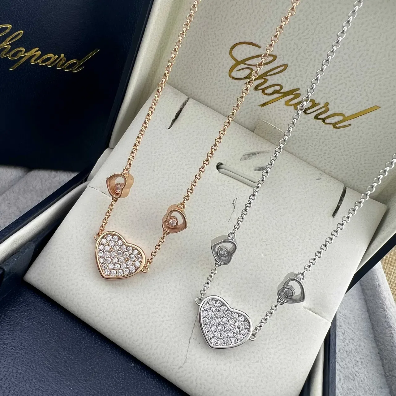 Chopard Happy Hearts Multi-Heart Pavé and Single-Diamond Necklace 6