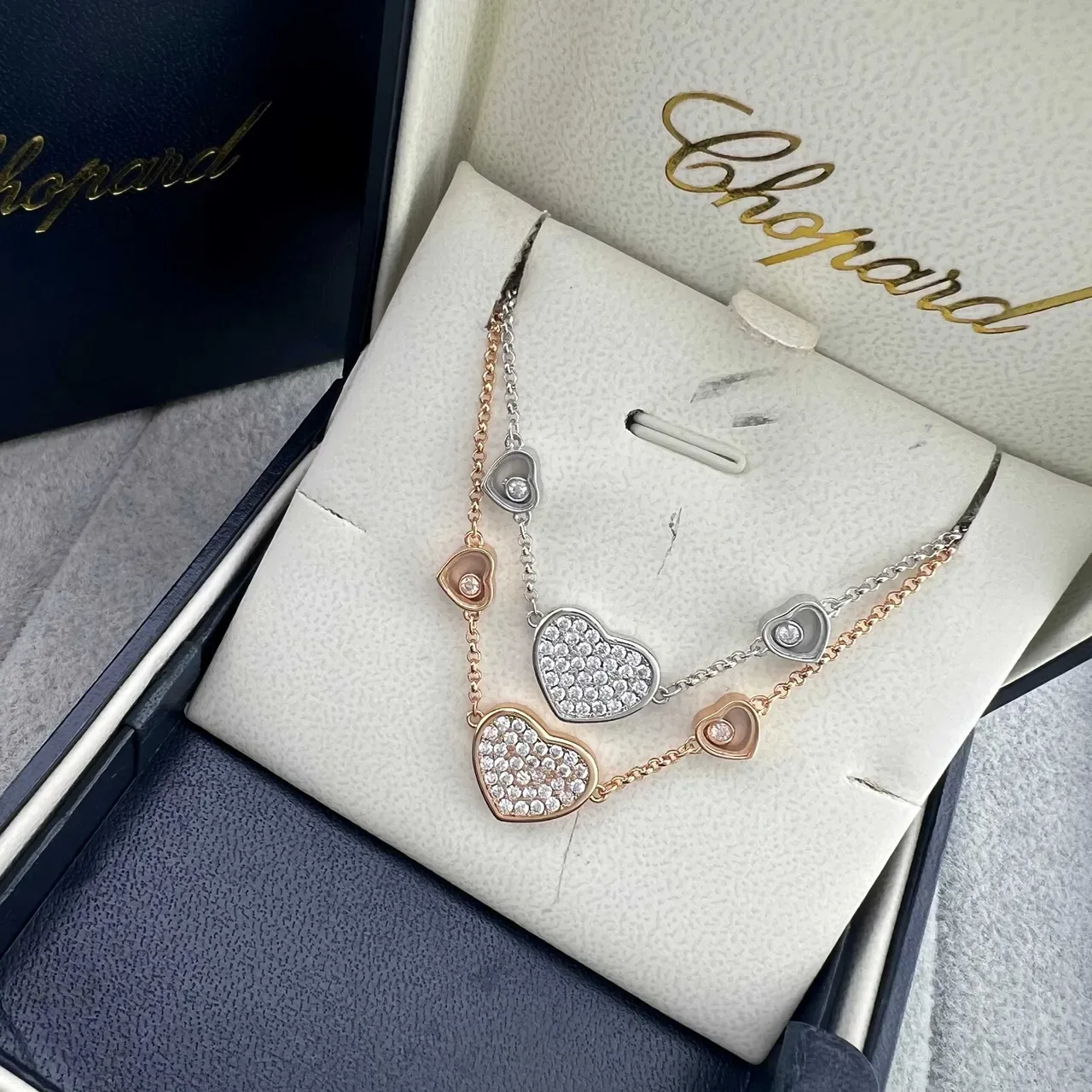 Chopard Happy Hearts Multi-Heart Pavé and Single-Diamond Necklace 7