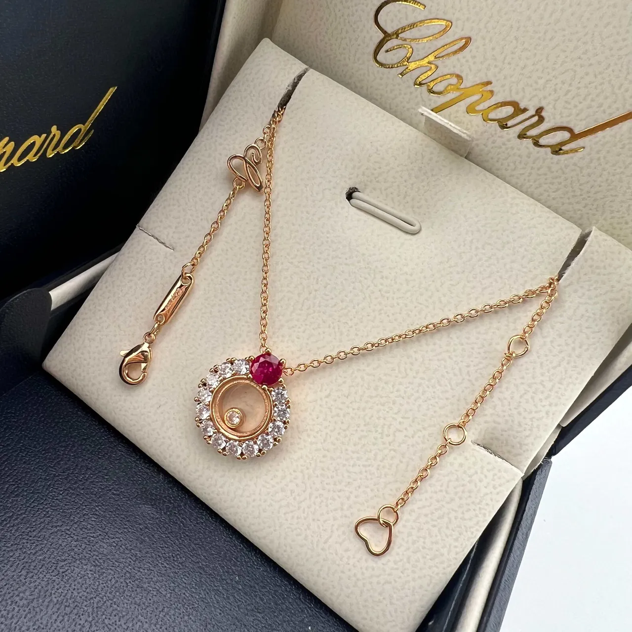 Chopard Happy Spirit Argent et Or Pendentif à disque rotatif Halo de Diamants Pavé Collier 5