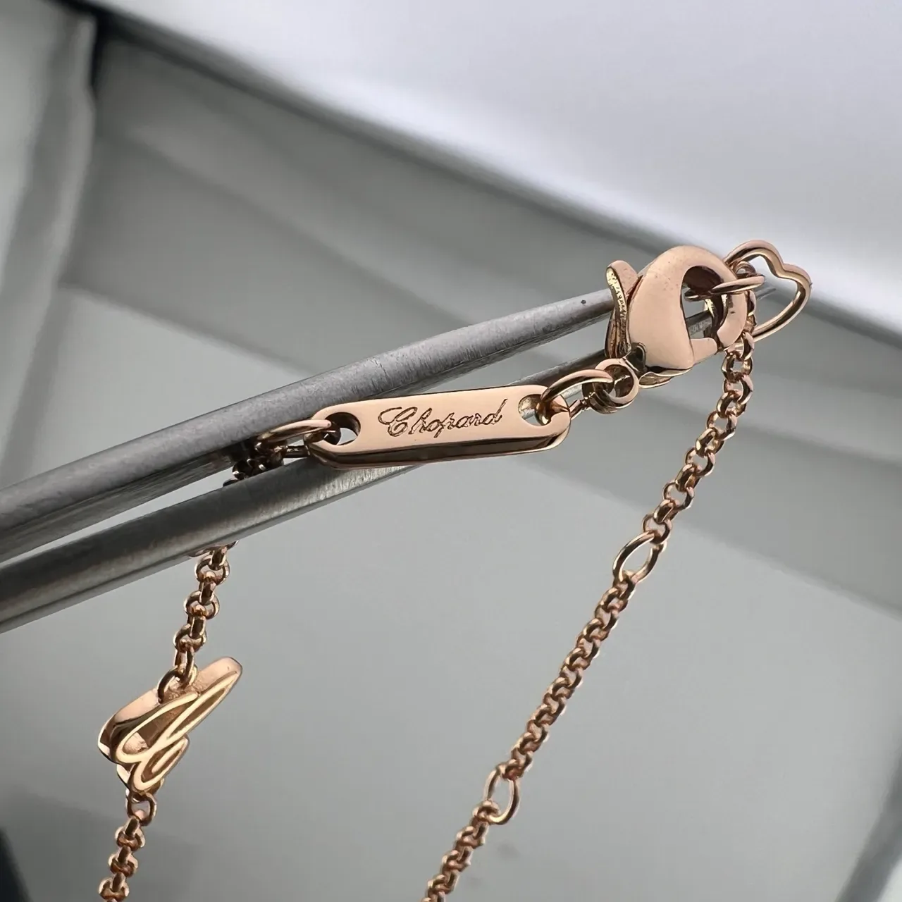 Chopard Silver Gold Openwork Cross Pendant Pavé Diamond Border Necklace 3
