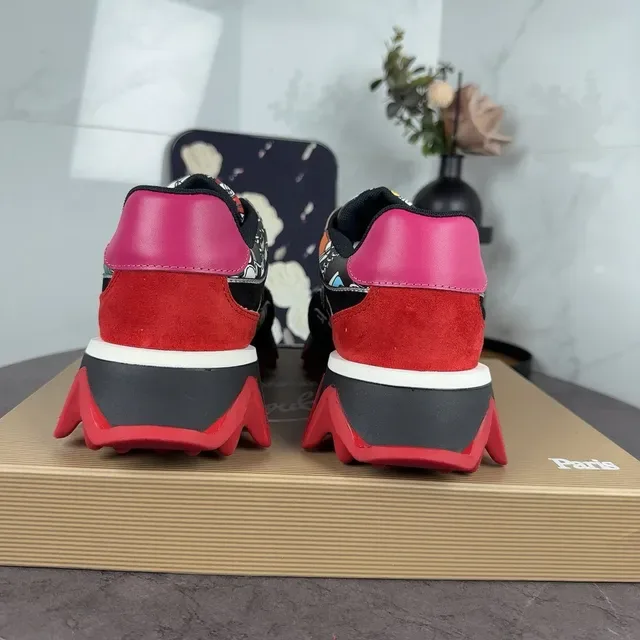 Christian Louboutin Sneakers Lifestyle Noir Rouge Imprimé Graphique Partie Supérieure Semelle Zigzag 7