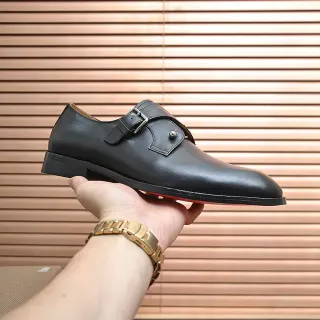 Christian Louboutin Black Red Polished Leather Single Strap Monk Shoes