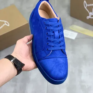Christian Louboutin Blue Beige Suede Upper Low-Top Lifestyle Sneakers