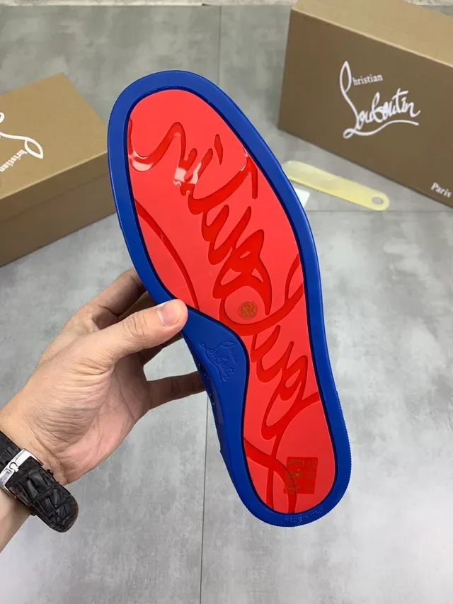 Christian Louboutin Blue Beige Suede Upper Low-Top Lifestyle Sneakers 2