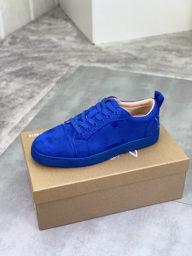 Christian Louboutin Blue Beige Suede Upper Low-Top Lifestyle Sneakers 4