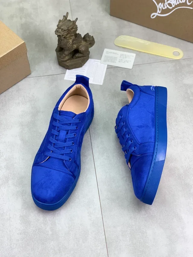 Christian Louboutin Blue Beige Suede Upper Low-Top Lifestyle Sneakers 5