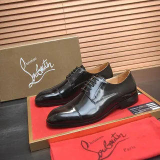 Christian Louboutin Glossy Black Cap-Toe Oxford Shoes