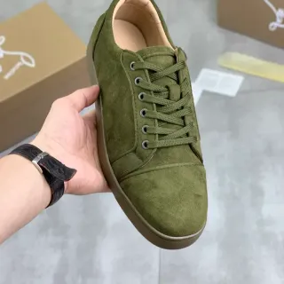 Christian Louboutin Olive Green Suede Low-Top Lifestyle Sneakers