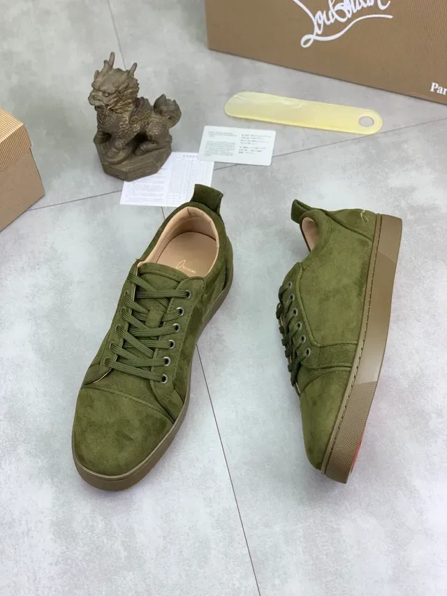 Christian Louboutin Olive Green Suede Low-Top Lifestyle Sneakers 6