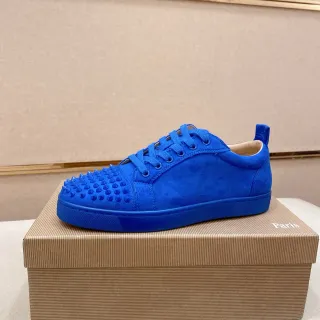 Christian Louboutin Spike Sneaker Blue Suede Lifestyle Sneaker