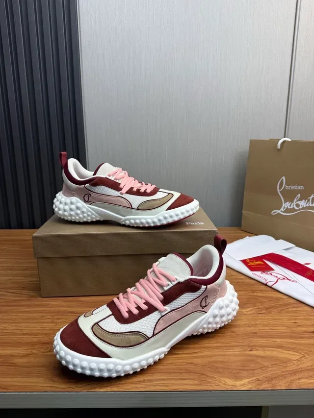 Christian Louboutin Blanc Bordeaux Suela Caoutchouc Podded Tige Mixt Suede-Mesh Sneakers Lifestyle 4