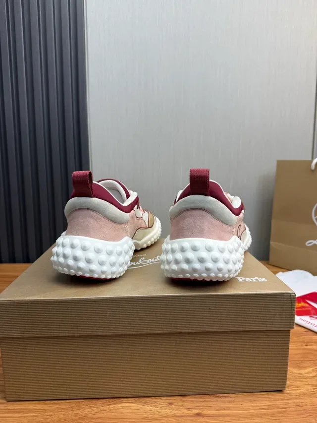 Christian Louboutin Blanc Bordeaux Suela Caoutchouc Podded Tige Mixt Suede-Mesh Sneakers Lifestyle 5