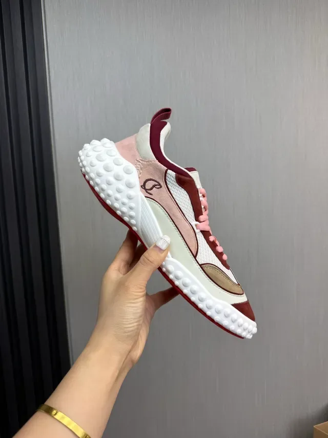 Christian Louboutin Blanc Bordeaux Suela Caoutchouc Podded Tige Mixt Suede-Mesh Sneakers Lifestyle 7