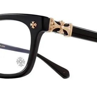 Chrome Hearts Black Gold Rectangular Full-Rim Acetate Frame Optical Glasses
