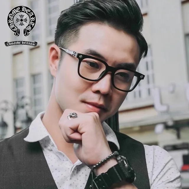 Chrome Hearts Black Gold Rectangular Full-Rim Acetate Frame Optical Glasses 6