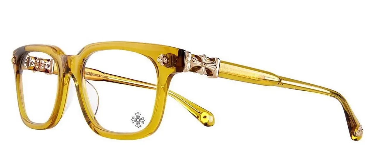 Chrome Hearts Black Gold Rectangular Full-Rim Acetate Frame Optical Glasses 7