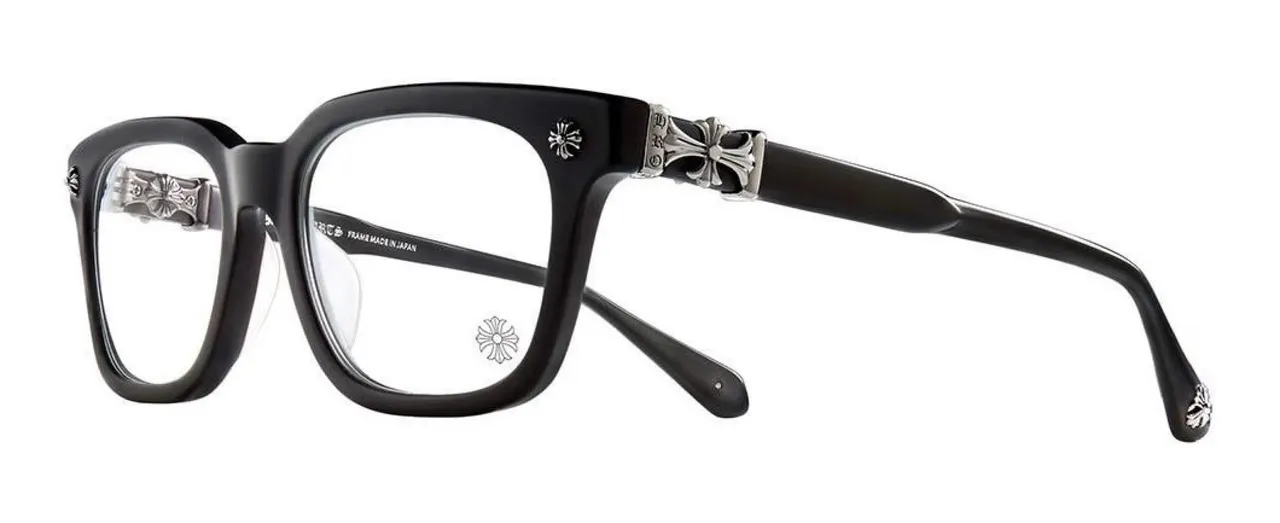 Chrome Hearts Black Gold Rectangular Full-Rim Acetate Frame Optical Glasses 8