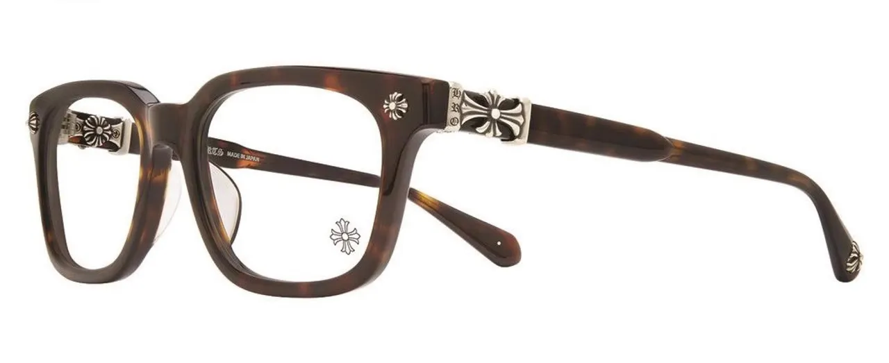 Chrome Hearts Black Gold Rectangular Full-Rim Acetate Frame Optical Glasses 9