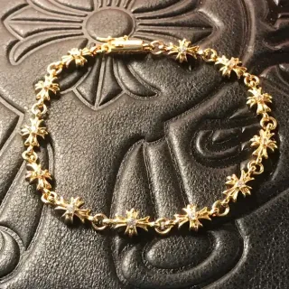 Chrome Hearts Cross Bracelet Gold-Tone Pavé-Set Cross Links Bracelet