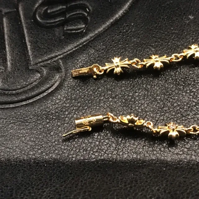 Chrome Hearts Bracelet Croix Ton Or Pavé-Set Liens Croix 4