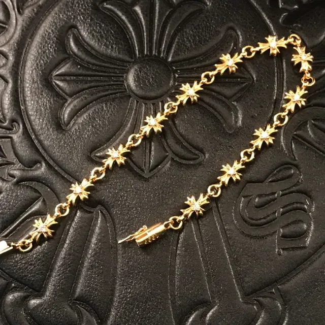 Chrome Hearts Bracelet Croix Ton Or Pavé-Set Liens Croix 5