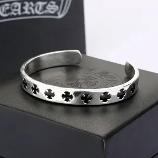 Chrome Hearts Cross Cuff Bracelet Silver Metal Open Cuff Bracelet