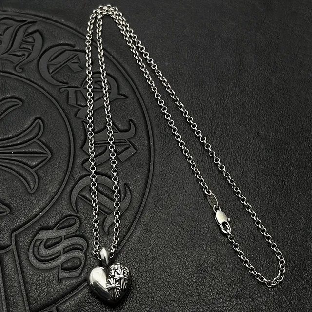 Chrome Hearts Croix Fleur Cœur Pendentif Collier 6