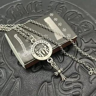 Chrome Hearts ক্রস এবং হার্ট পেন্ডেন্ট সিলভার নেকলেস