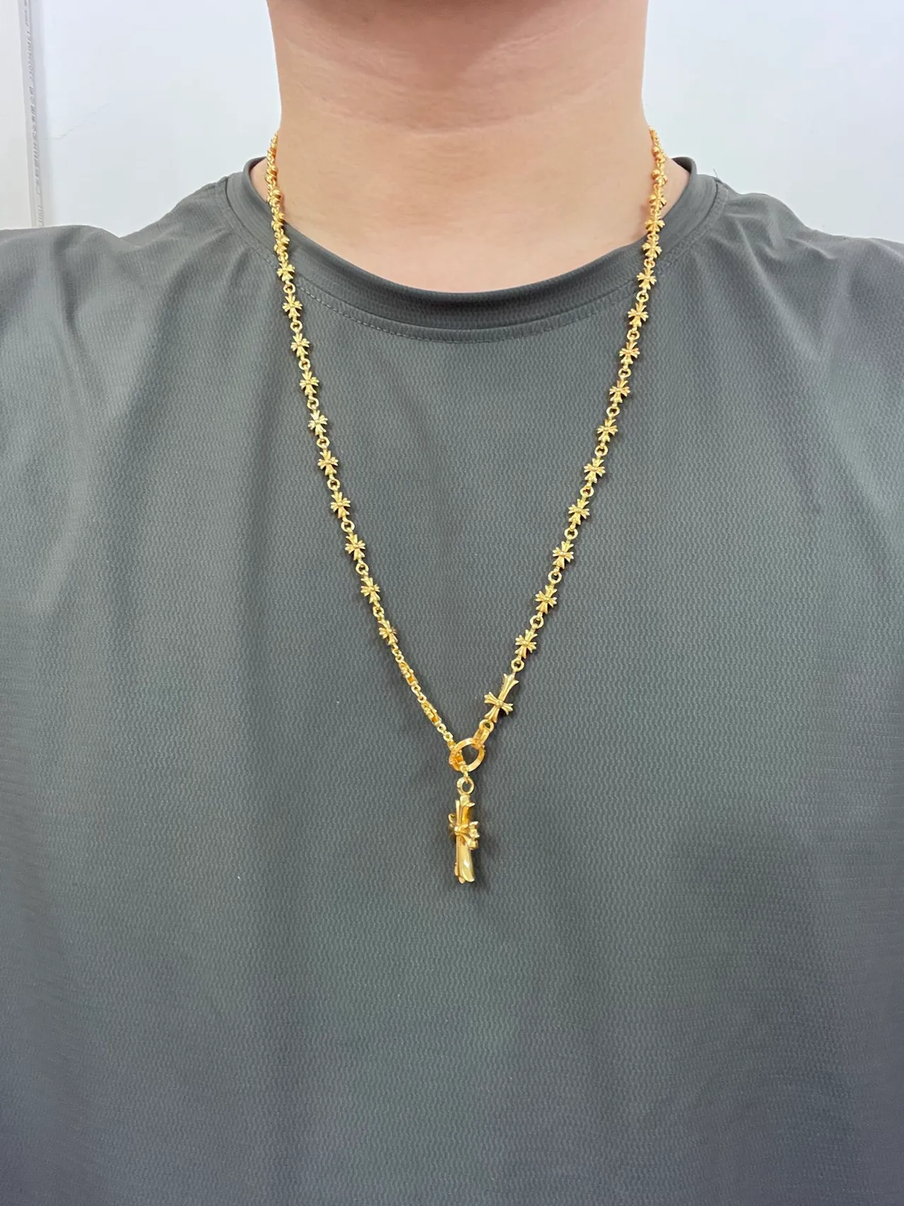 Chrome Hearts Collier à mailles croisées Chaîne en or Collier métallique 3