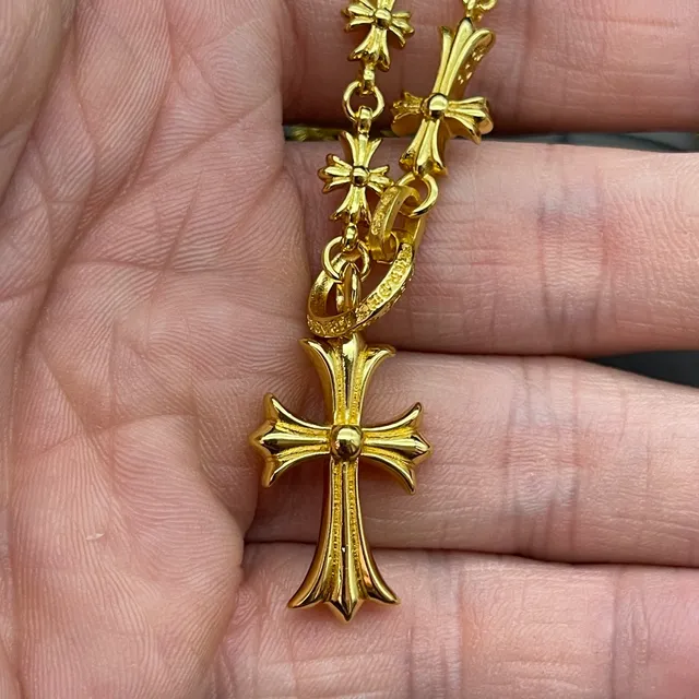 Chrome Hearts Collier à mailles croisées Chaîne en or Collier métallique 5