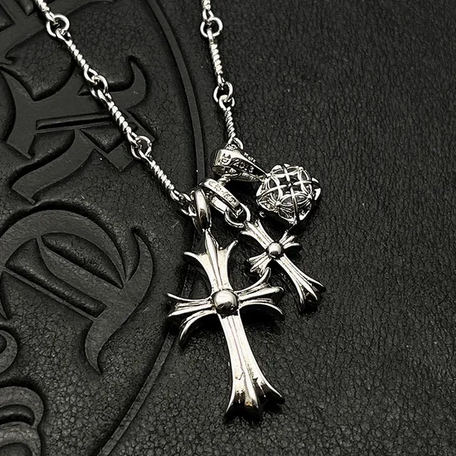 Chrome Hearts Cross Silver Multicolor Gothic Pendant Multi-Gem Set Necklace 5