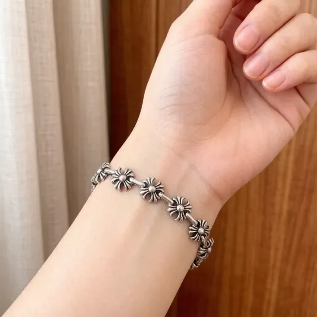 Chrome Hearts Floral-Link Bracelete Prateado 3