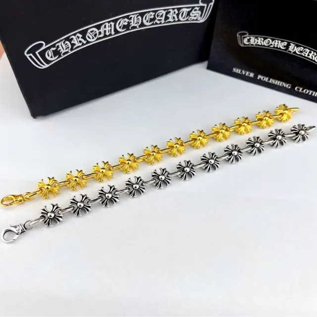 Chrome Hearts Floral-Link Bracelete Prateado 7