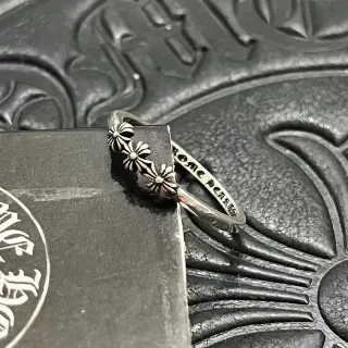 Chrome Hearts Floral Motif Oxidized Silver Ring