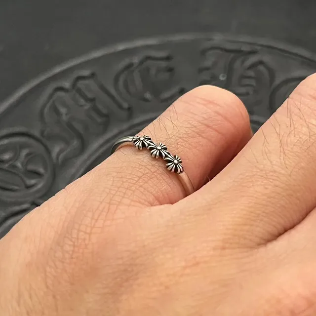 Chrome Hearts Floral Motif Oxidized Silver Ring 2
