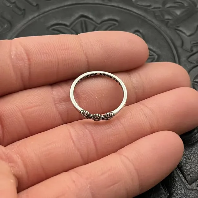 Chrome Hearts Floral Motif Oxidized Silver Ring 3