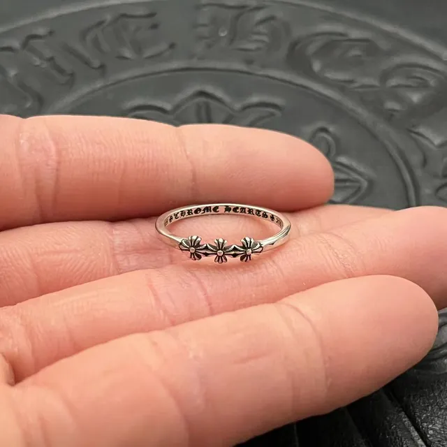 Chrome Hearts Floral Motif Oxidized Silver Ring 4