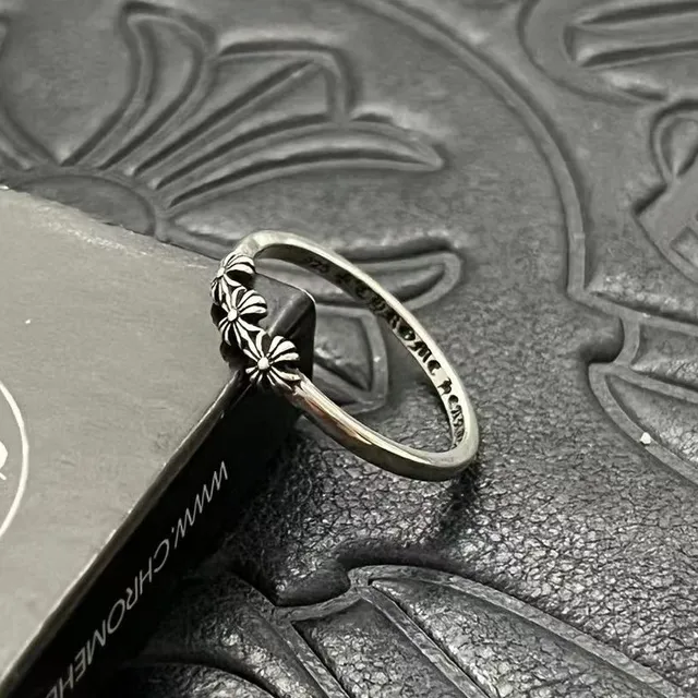 Chrome Hearts Floral Motif Oxidized Silver Ring 5