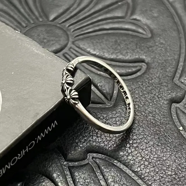 Chrome Hearts Floral Motif Oxidized Silver Ring 6