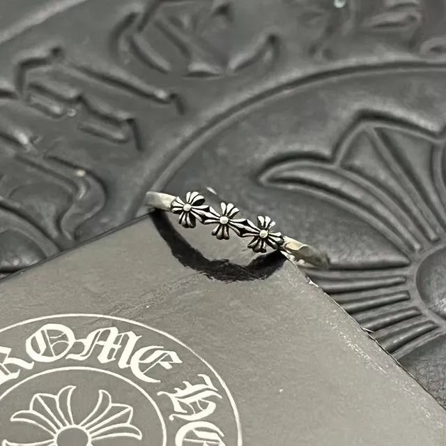 Chrome Hearts Floral Motif Oxidized Silver Ring 8