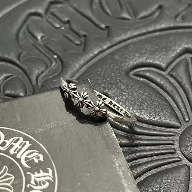 Chrome Hearts Floral Motif Oxidized Silver Ring 9