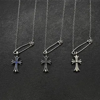 Chrome Hearts Safety Pin Cross Necklace