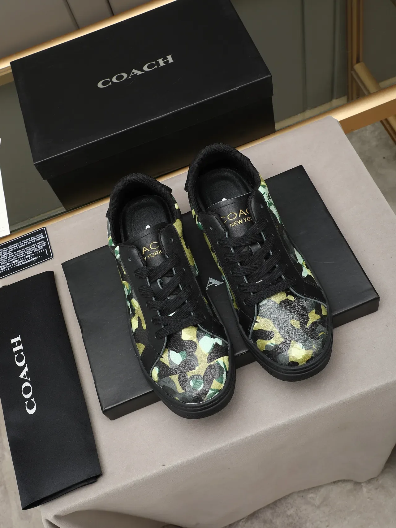 Coach Camouflage-Print Black Leather Lifestyle Sneakers 3
