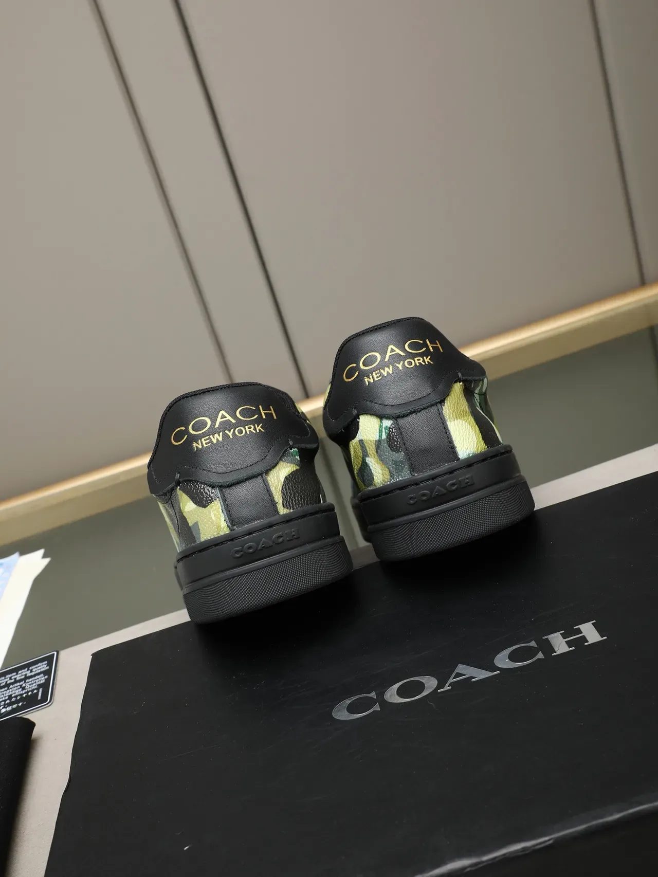 Coach Camouflage-Print Black Leather Lifestyle Sneakers 4